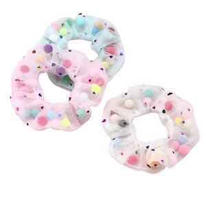 Colorful Pom Pom Scrunchies
